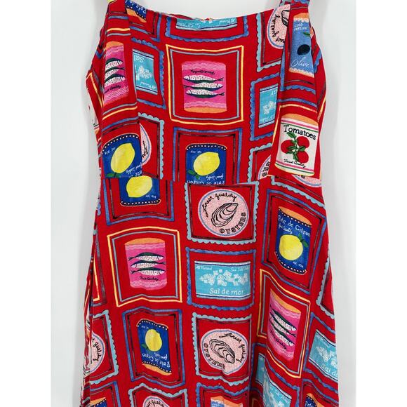 LOFT Can Print Linen Blend Strappy Midi Dress Square Neck Sleeveless Sundress - Picture 6 of 12